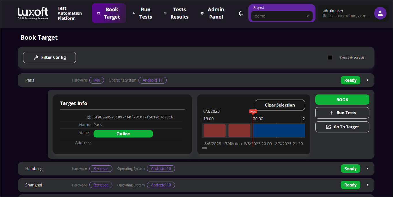 Luxoft’s Automotive Test Automation Platform - The user interface of the TAP demo version (screenshot 2) | DXC Fintego Insights