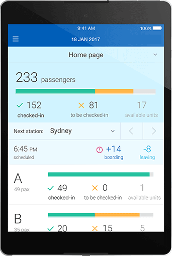 Real-time passenger onboarding on a mobile app | mobile view